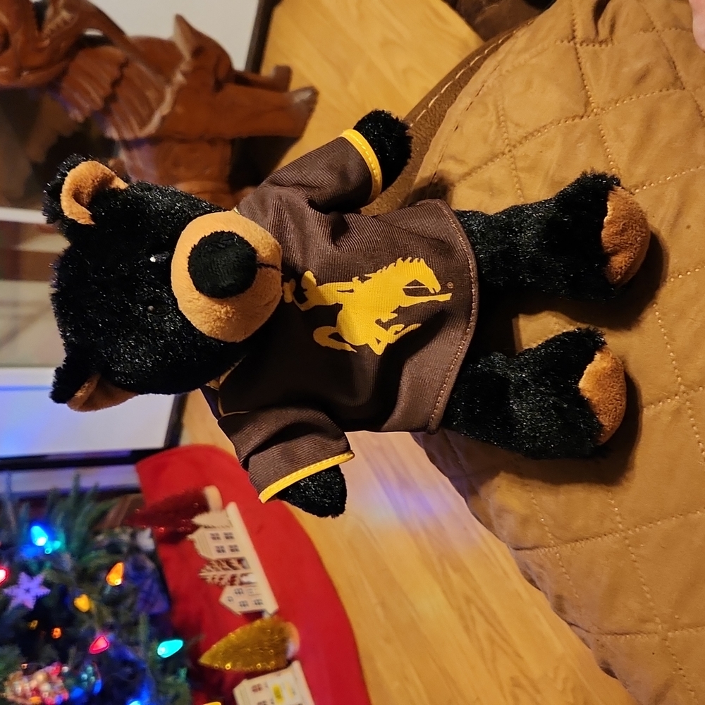 University of Wyoming 10.75" Black Plush Bear New *No Tags